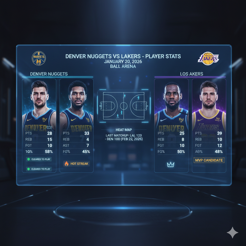 denver nuggets vs lakers player stats